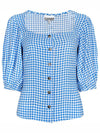 Crepe Button Down Blouse Strong Blue - GANNI - BALAAN 2