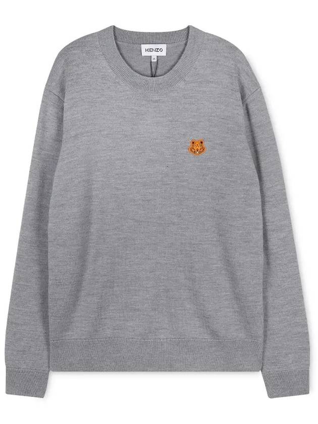 Men's Tiger Patch Crest Knit Top Grey - KENZO - BALAAN 2