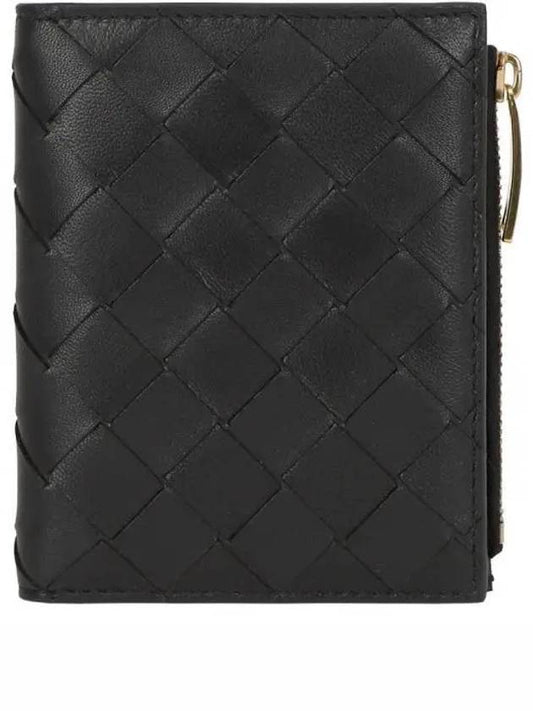 Intrecciato Zipper Small Half Wallet Black - BOTTEGA VENETA - BALAAN 2