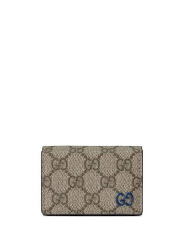 GG Supreme Canvas Mini Half Wallet Beige Blue - GUCCI - BALAAN 1