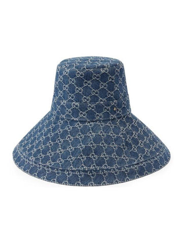 Washed Wide Denim Bucket Hat Blue - GUCCI - BALAAN 1