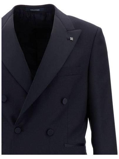 Dark Blue Double-Breasted Tuxedo Suit With Covered Buttons In Wool And Silk Man - TAGLIATORE - BALAAN 2