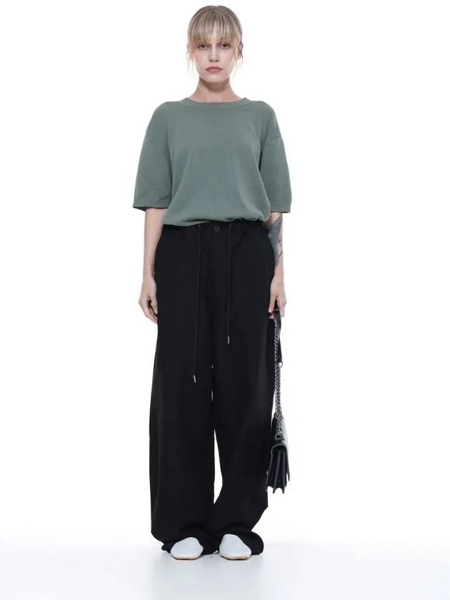 Men s LSSWP BK Linen Slit String Wide Pants Black - CHANCE'S NOI - BALAAN 5