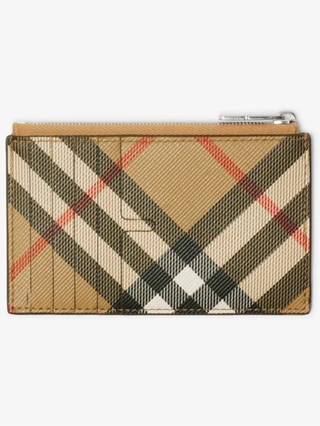 Check Zip Card Wallet Sand - BURBERRY - BALAAN 3