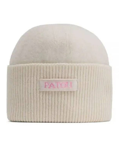 Logo Patch Wool Cashmere Beanie White - PATOU - BALAAN 2