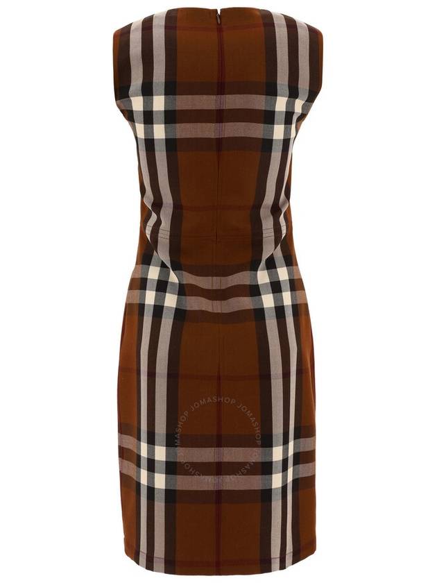 Check Wool Cotton Jacquard Sleeveless Short Dress Dark Birch Brown - BURBERRY - BALAAN 3