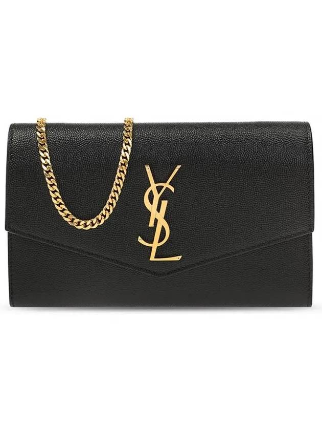 Monogram Uptown Chain Embossed Leather Long Wallet Black - SAINT LAURENT - BALAAN 3