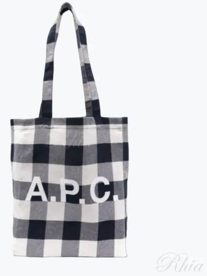 Lou Logo Check Vertical Tote Bag White Navy - A.P.C. - BALAAN 2