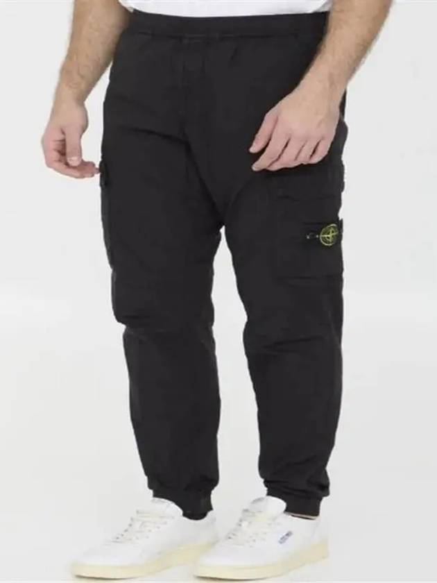 Stretch Cotton Tela Paracadute Cargo Straight Pants Black - STONE ISLAND - BALAAN 4