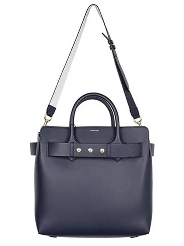 Triple Stud Belt Medium Tote Bag Navy - BURBERRY - BALAAN.