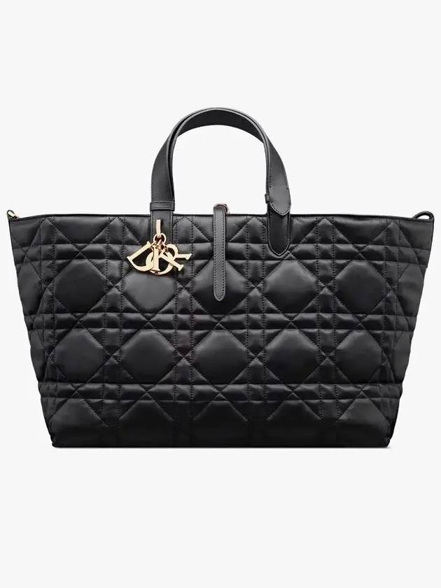 Macrocannage Calfskin Large Toujours Tote Bag Black - DIOR - BALAAN 4