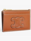 Zipper Smooth Lambskin Card Wallet Tan - CELINE - BALAAN 3