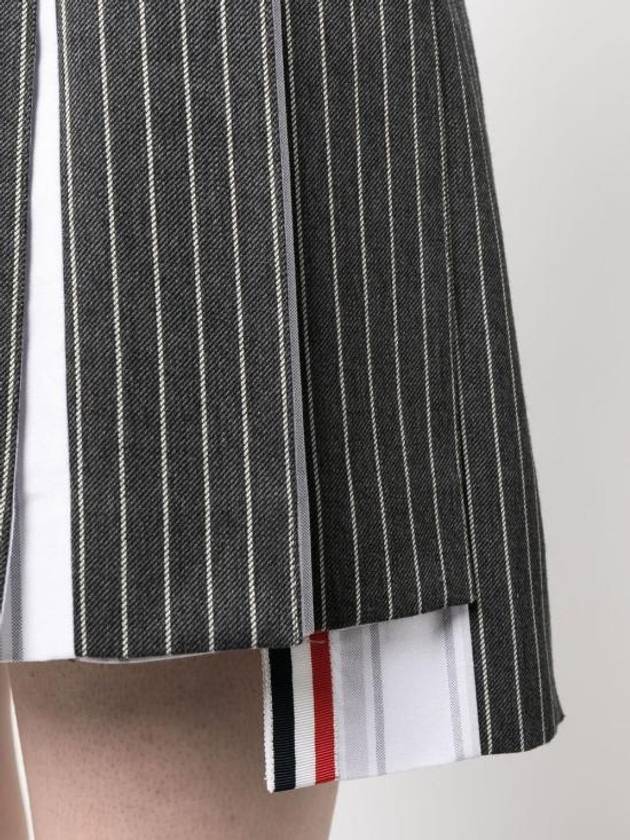 RWB Tab Wool Mini Mini Pleated Skirt Grey - THOM BROWNE - BALAAN 4