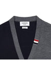 Fun Mix Fine Merino Jersey Stripe Relaxed V-Neck Cardigan Navy Grey - THOM BROWNE - BALAAN 4