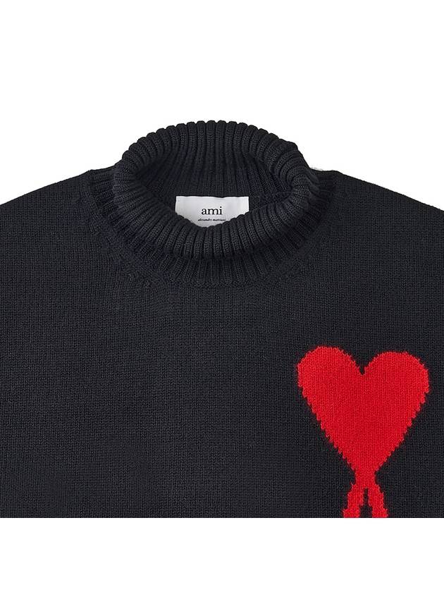 Heart Logo Knit Turtleneck Black - AMI - BALAAN 4