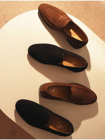 2 types of suede penny loafer men’s handmade shoes - FLAP'F - BALAAN 1