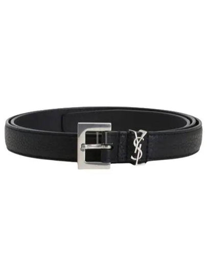 Men's Monogram Grain Belt Black - SAINT LAURENT - BALAAN 2