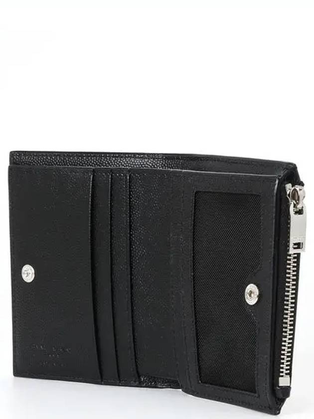 Grain de Poudre Embossed Leather Zipper Card Wallet Black - SAINT LAURENT - BALAAN 6