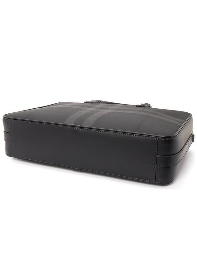 Check Print Leather Brief Case Charcoal - BURBERRY - BALAAN 6