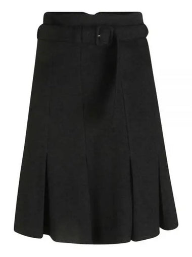 High Waist Cotton Pleated Skirt Black - PATOU - BALAAN 1