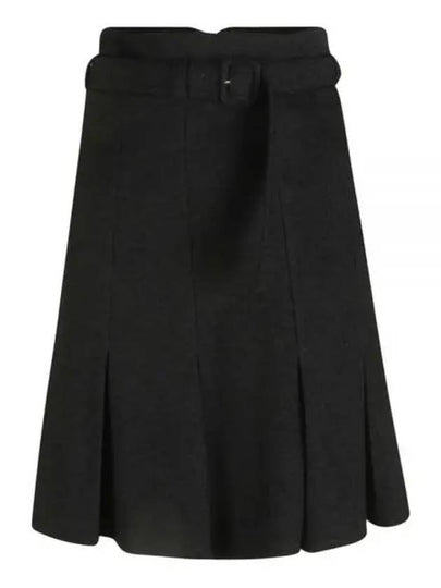 High Waist Cotton Pleated Skirt Black - PATOU - BALAAN 2