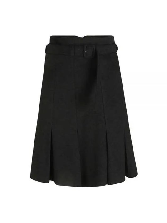 High Waist Cotton Pleated Skirt Black - PATOU - BALAAN 1