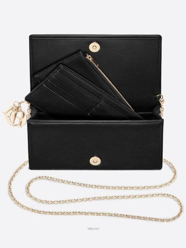 Lady Cannage Lambskin Chain Pouch Bag Black - DIOR - BALAAN 5