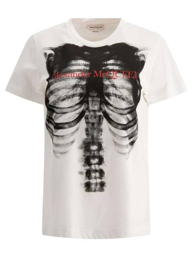 Ribcage Printed Short Sleeve T-Shirt White - ALEXANDER MCQUEEN - BALAAN 1