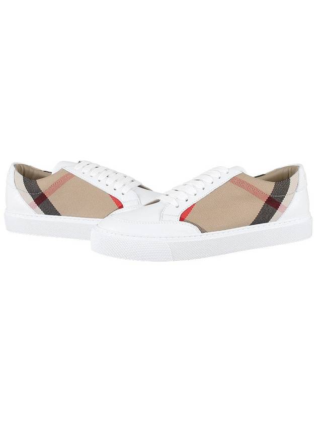 House Check Leather Sneakers Optic White - BURBERRY - BALAAN 2