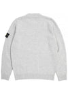 Logo Patch Lambswool Crewneck Knit Top Melange Grey - STONE ISLAND - BALAAN 3