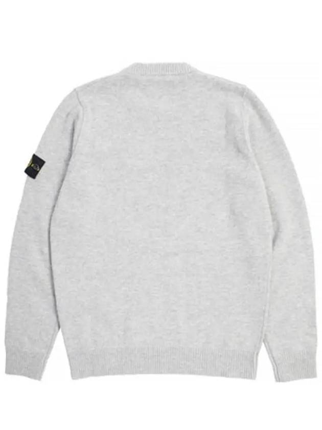 Logo Patch Lambswool Crewneck Knit Top Melange Grey - STONE ISLAND - BALAAN 3