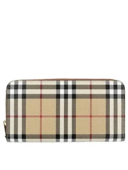 Check Leather Ziparound Long Wallet Beige - BURBERRY - BALAAN 2