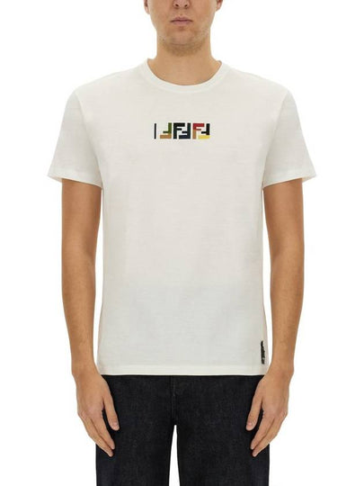 Embroidered Logo Short Sleeve T-Shirt White - FENDI - BALAAN 2