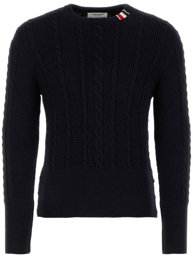 RWB Cable Wool Knit Top Navy - THOM BROWNE - BALAAN 1