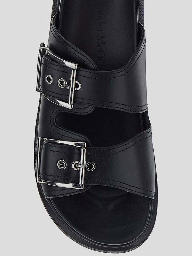 Double Buckle Strap Slippers Black - ALEXANDER MCQUEEN - BALAAN 5