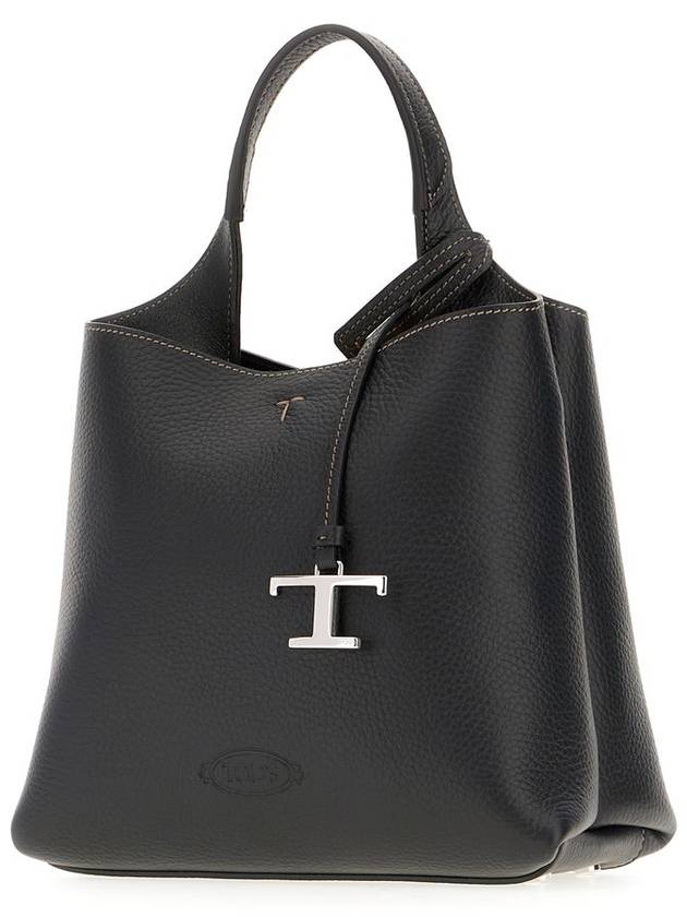 Logo Mini Leather Tote Bag Black - TOD'S - BALAAN 2