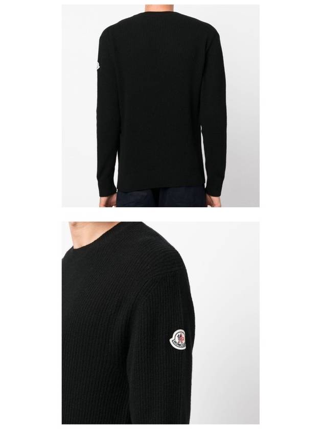 Men's Ribbed Wool Cashmere Blend Knit Top Black - MONCLER - BALAAN 7