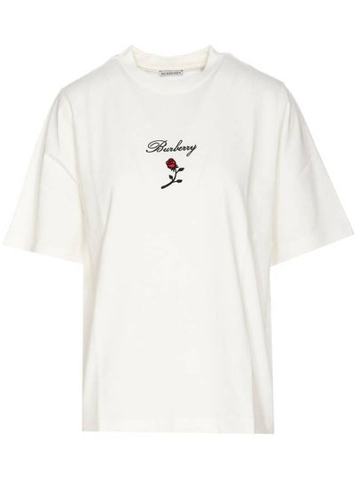 24 ss T-shirt WITH Embroid Flock Rose 8083647 B7264 B0230979125 - BURBERRY - BALAAN 2