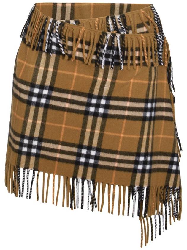 Check Wool Cashmere A-Line Skirt Oxide - BURBERRY - BALAAN 2