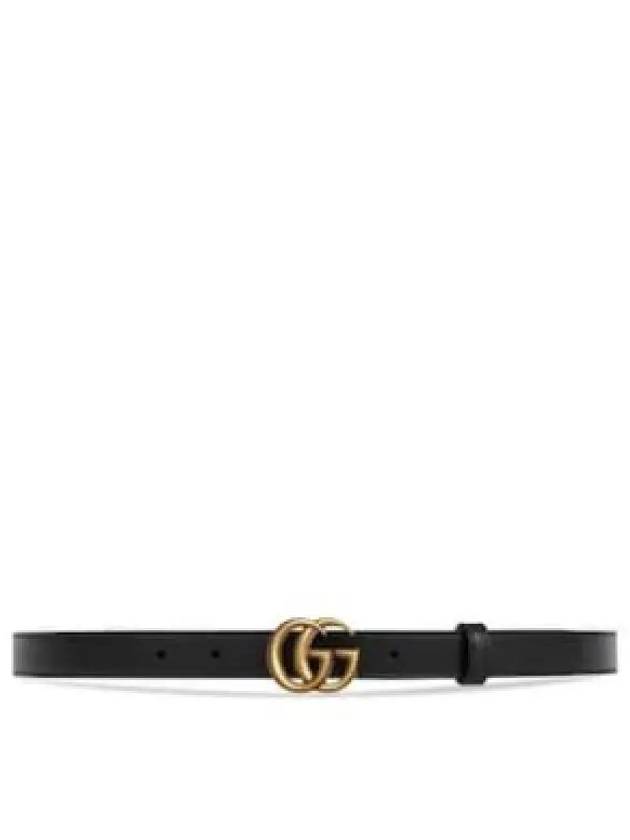 GG Marmont Double Buckle Thin Belt Black - GUCCI - BALAAN 2