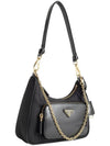 Re-Nylon Brushed Leather Mini Bag Black - PRADA - BALAAN 4