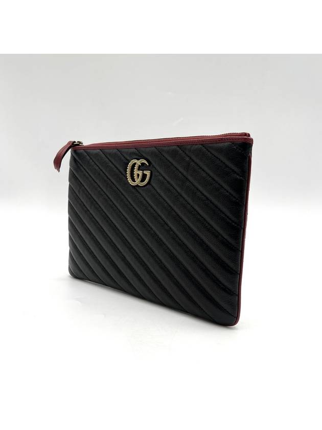 GG Marmont Diagonal Leather Clutch 573814 - GUCCI - BALAAN 3