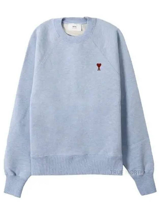 Cotton Heart Logo Sweatshirt Blue - AMI - BALAAN 2