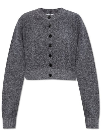 T By Alexander Wang Logo Debossed Cropped Cardigan - ALEXANDER WANG - BALAAN 1