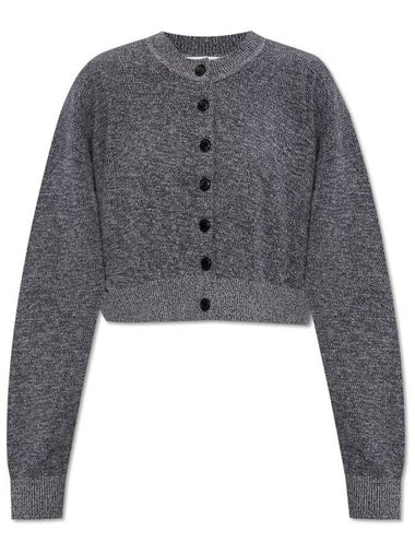 T By Alexander Wang Logo Debossed Cropped Cardigan - ALEXANDER WANG - BALAAN 1