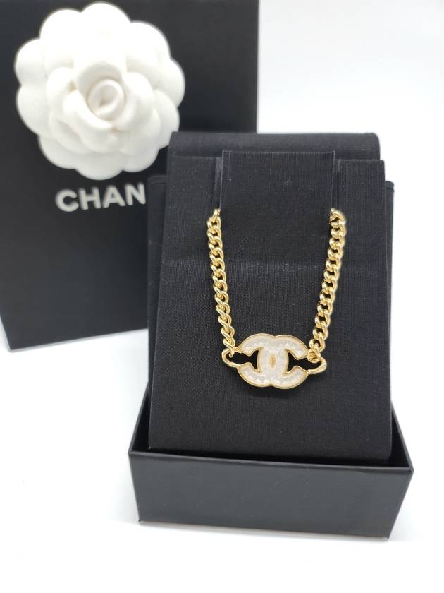 White CC logo gold chain choker necklace ABD830 - CHANEL - BALAAN 10