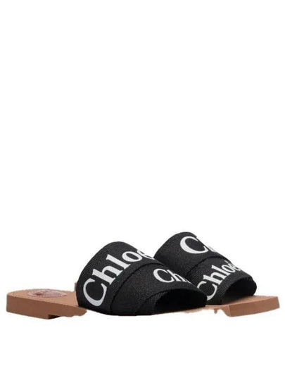 Woody Logo Flat Mule Slippers Black - CHLOE - BALAAN 2