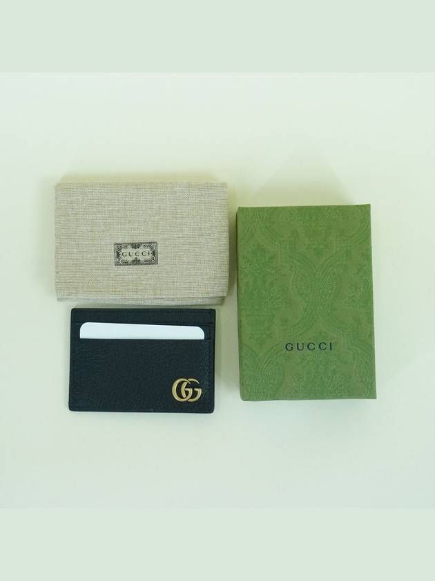 GG Marmont Leather Card Wallet Black - GUCCI - BALAAN 3