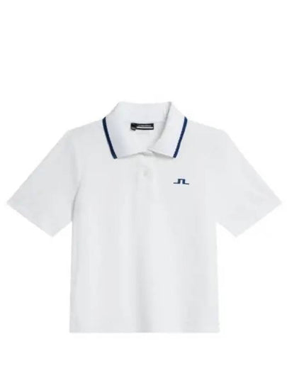 Carina Jacquard Cropped Polo Shirt White - J.LINDEBERG - BALAAN 2