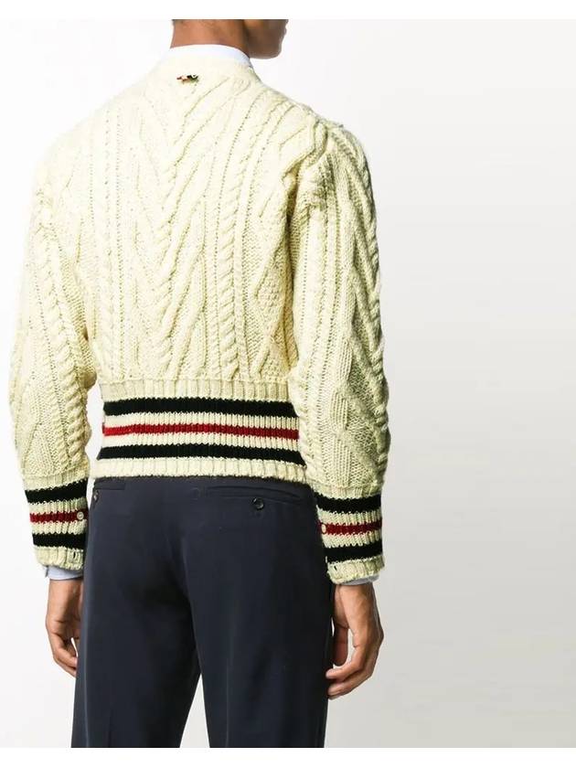 Aran Cable Classic Mohair Cardigan White - THOM BROWNE - BALAAN 5